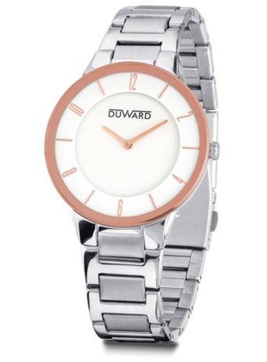 Reloj DUWARD de hombre distinguido modelo ELEGANCE Setaele Ref D95117.08 acero inoxidable 316L con caja bicolor bisel IP