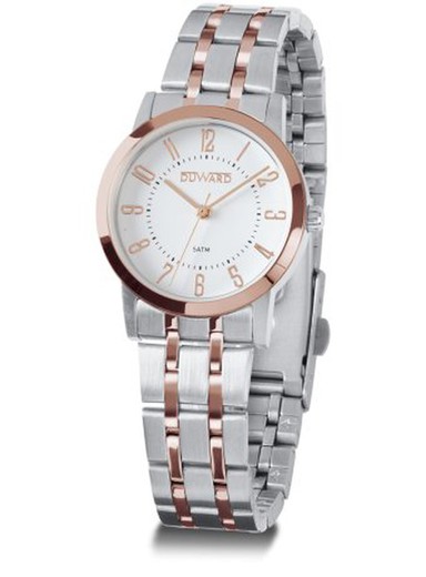 Reloj Duward mujer ELEGANCE Sik D25342.41 esfera blanca elegante con caja y pulsera acero 316L bicolor