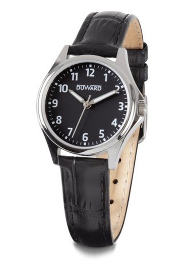 Reloj Duward de mujer ELEGANCE Stivoll D15341.02 con caja de acero 316L y correa de piel negra