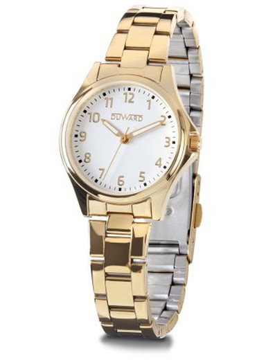 Reloj Duward de mujer modelo ELEGANCE Stivoll Ref D25341.11 acero inoxidable 316L dorado con tratamiento IP esfera blanca elegante