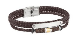 Pulsera de hombre de dos vueltas marrón Koshtan-tau Ref DT3090.00 en tono marrón con placa de acero inoxidable 316L para poder grabar