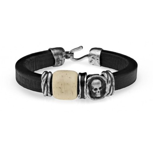 L32 Pulsera unisex Plata de Palo combinada con resina calavera cierre gancho super elegante