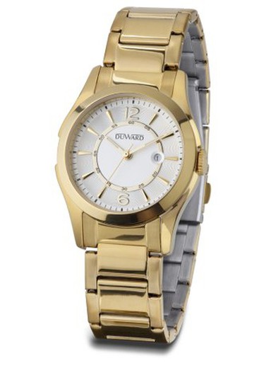 Reloj Duward mujer con calendario modelo LADY Fafine Ref D25423.11 acero inoxidable 316L dorado con tratamiento IP