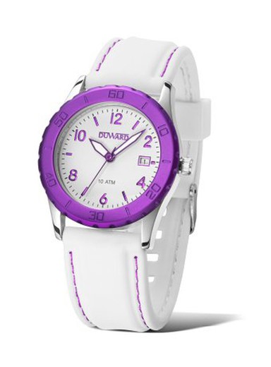 Reloj Duward de mujer fino y elegante LADY Koloreak Ref D15400.07 cristal mineral sólido con correa de silicona y caja de acero inoxidable