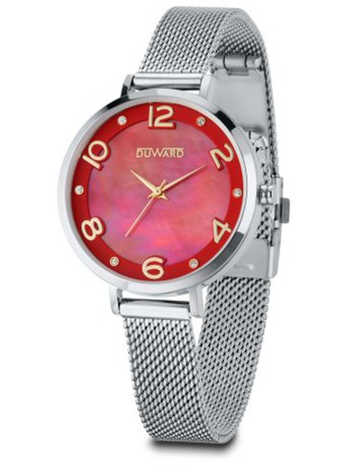 Reloj Duward de mujer color rojo rubí modelo LADY Mkazi Ref. D25332.04 cierre desplegable de acero inoxidable 316L