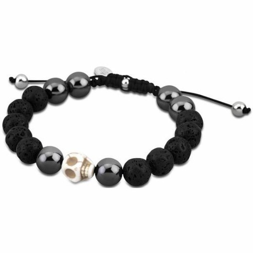 LS3019-2-3 Pulsera Lotus acero y piel