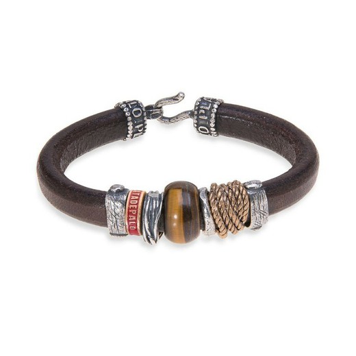 MB086X Pulsera Plata de Palo ojo de tigre