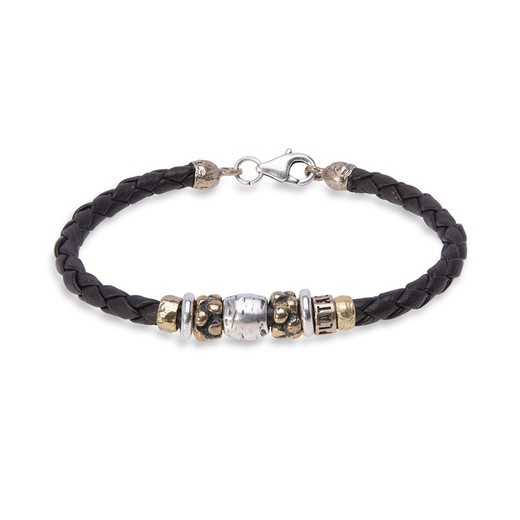 MB179X Pulsera Plata de Palo de cuero modelo Devdan para hombre