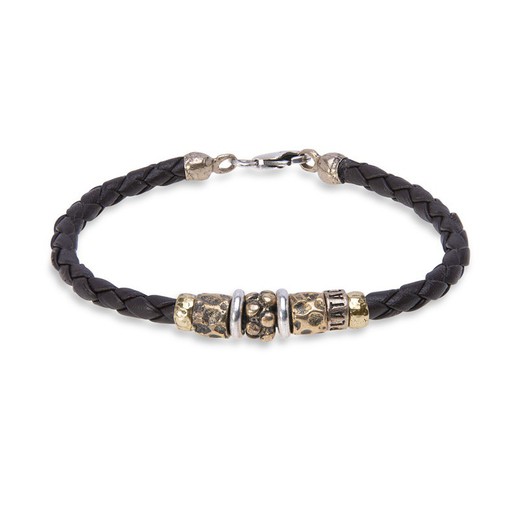 MB183X Pulsera Plata de Palo de cuero colección Anand para hombre