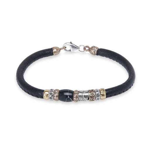 MB190X Pulsera Plata de Palo modelo Rolfo de cuero para hombre