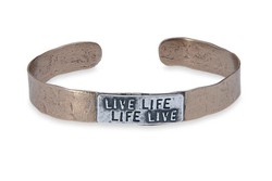 MB230X Pulsera PLATA DE PALO rígida unisex de bronce y plata 925 colección Life Live con carácter aventurero