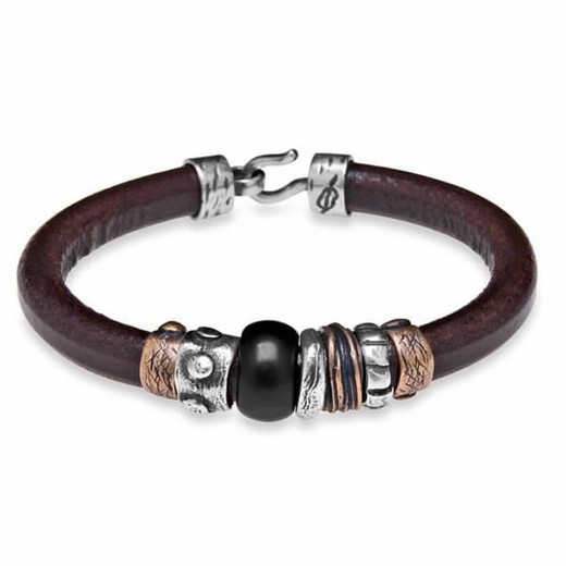 MB2C Pulsera hombre Plata de Palo adornada con plata, bronce, resina