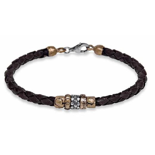 MB4M Pulsera hombre Plata de Palo en plata, bronce y cuero