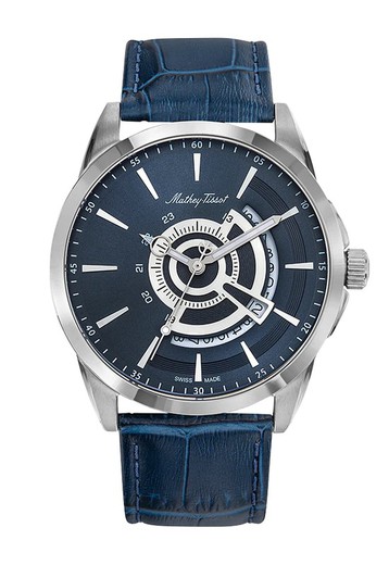 Reloj Mathey Tissot hombre referencia Mondo H711ABU con calendario caja de acero inoxidable 316L, esfera azul super elegante