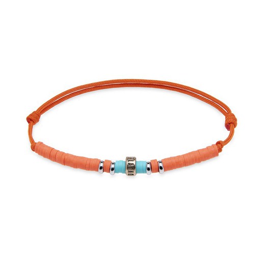 Pulsera Plata de Palo ajustable de nylon naranja Referencia:BB051O mederna y elegante