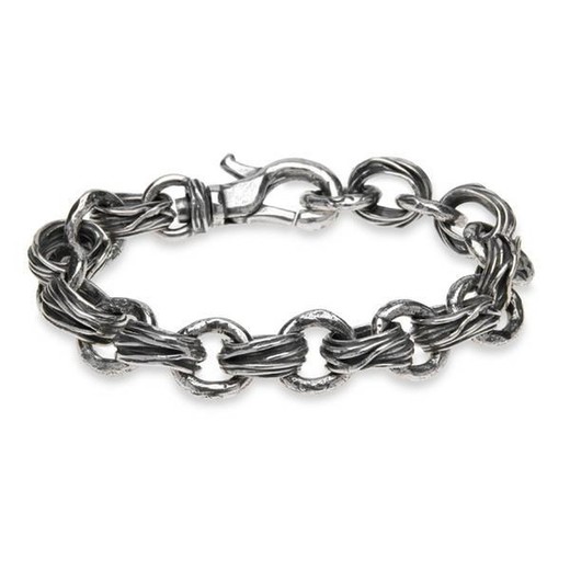 Pulsera Plata de Palo de hombre cierre mosquetón modelo MB9