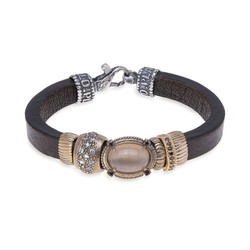 Pulsera PLATA DE PALO para mujer WB360X cuero con piedra