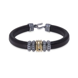 CB152A Pulsera Plata de Palo PONTEVEDRA de cuero para mujer