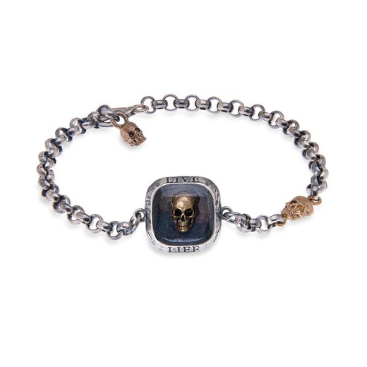 Pulsera Plata de Palo SKULL SB068A pieza central en plata Live Life