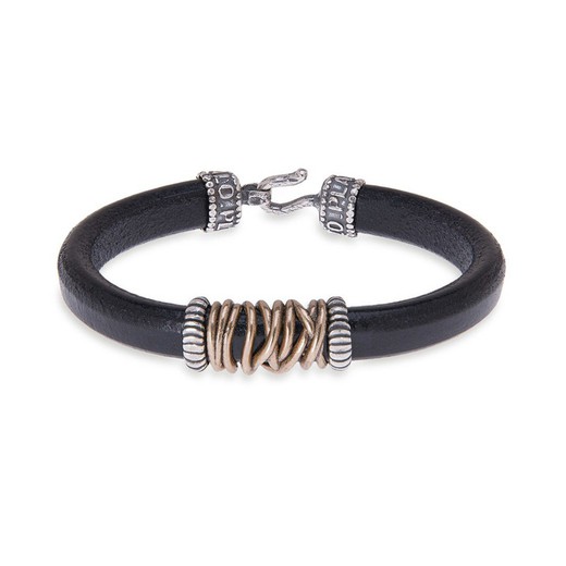 Pulsera de hombre Plata de Palo MB147X cuero y plata elegante