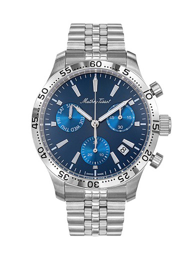 Reloj de hombre Mathey Tissot Crono REFERENCIA: H1822CHABU cronógrafo acero 316L esfera azul elegante