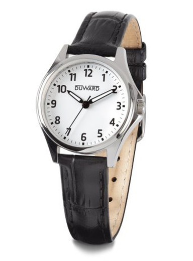 Reloj Duward de mujer colección ELEGANCE Stivoll D15341.01 correa de piel esfera blanca con caja de acero inoxidable 316L