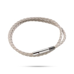 SABR08 Pulsera de hombre con piel blanca y cierre de cajón