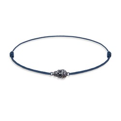 SB083A Pulsera Plata de Palo Skull de nylon azul ajustable