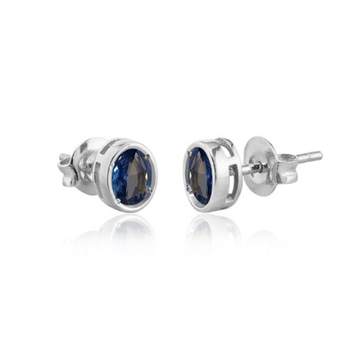 02-173855B Pendientes mujer de oro blanco con zafiro azul oval