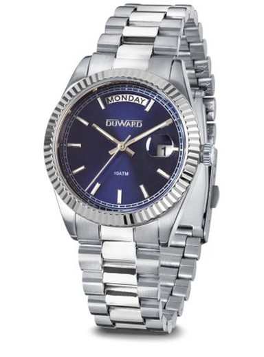 Reloj DUWARD de mujer SPORT Day-date Ref D25429.05 acero 316L esfera azul elegante