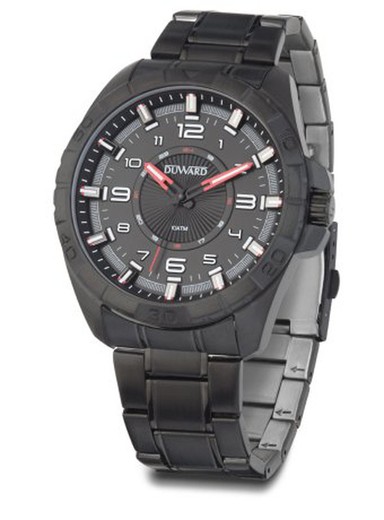 Reloj DUWARD de hombre modelo SPORT Marsh Ref D95304.52 caja y pulsera de acero inoxidable 316L negro cristal mineral acabado zafiro