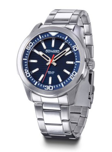 Reloj Duward hombre potente y robusto colección SPORT Sun Ref D95343.05 acero inoxidable 316L de carga solar cristal acabado zafiro esfera azul elegante