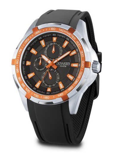 Reloj Duward de hombre colección SPORT Thunder D85705.08 con multifunción caja de acero y aluminio correa de caucho negro