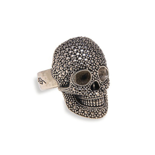 SR013B Anillo Plata de Palo Skull de bronce y calavera