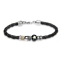 TR11C Pulsera Plata de Palo trenzada calavera colección Canalla