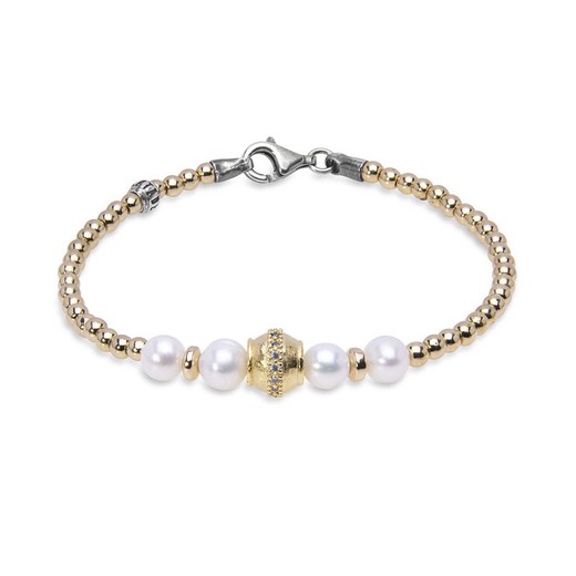 WB390X Pulsera Plata de Palo colección Rilda de perlas para mujer con cierre de mosquetón