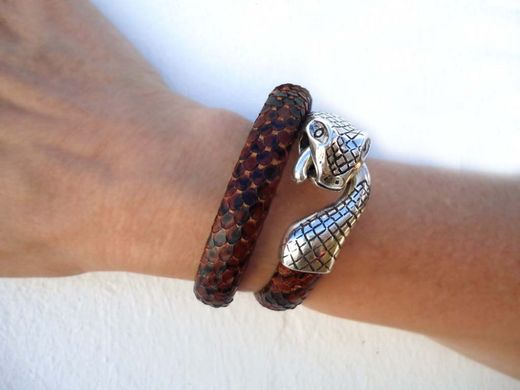 Pulseras cabeza serpiente, dragón, cocodrilo