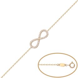 00-1038 Pulsera infinito elaborada en oro de 18 Kilates adornada con circonitas muy fina y discreta