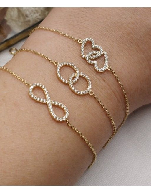 00-1038 Pulsera infinito elaborada en oro de 18 Kilates adornada con circonitas muy fina y discreta