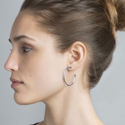 00-25 Pendientes aros lisos de mujer en plata de ley