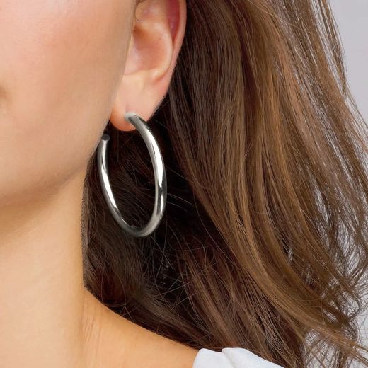 00-30 Pendientes aros de mujer en plata de ley lisa modernos y elegantes