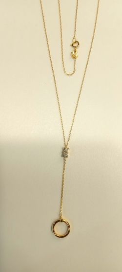 00-15 Colgante de mujer en oro de 18k con cadena fina y dos circonitas