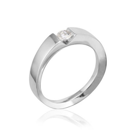 01-122369 Anillo mujer de oro blanco 18k con brillante en suspensión