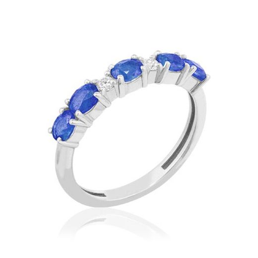 01-162747B Media alianza mujer de oro blanco con brillantes y zafiros