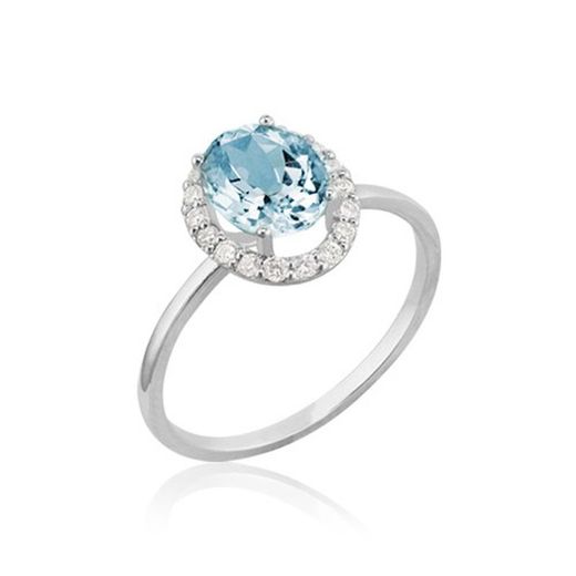 01-183952 Anillo de oro blanco con aguamarina y diamantes