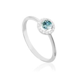 01-194331R Anillo oro rosa 18k con rosetón de diamantes y rubí