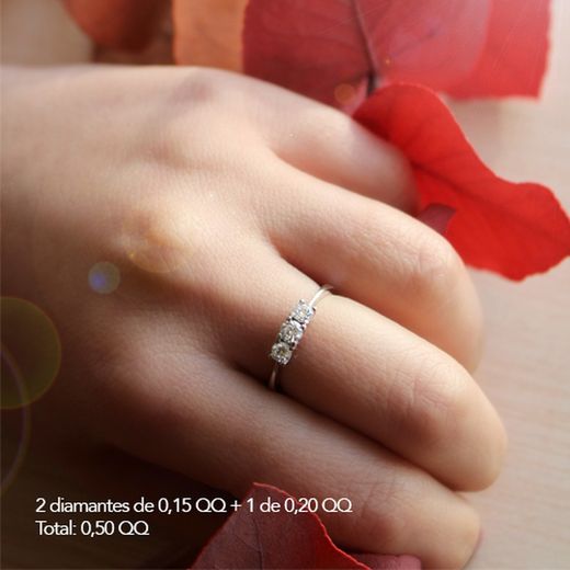 01-194365b Anillo de mujer elegante de compromiso Oro blanco 18k y diamantes