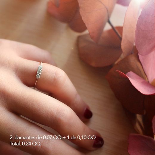 01-194365b Anillo de mujer elegante de compromiso Oro blanco 18k y diamantes