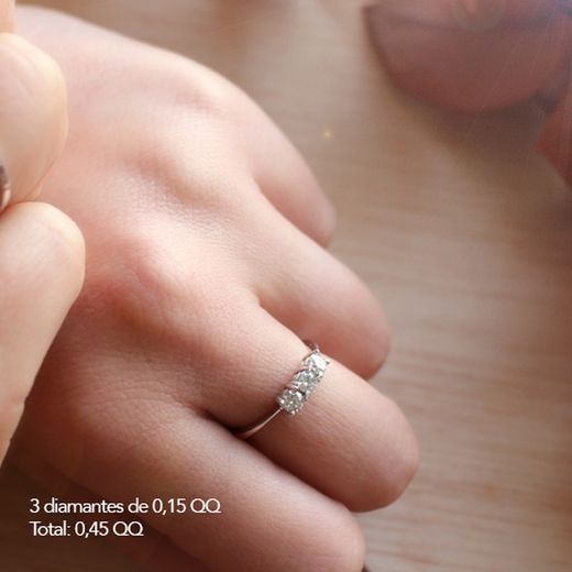 01-194366r Anillo elegante de compromiso mujer de Oro rosa 18k y diamantes