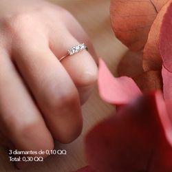 01-194366r Anillo elegante de compromiso mujer de Oro rosa 18k y diamantes